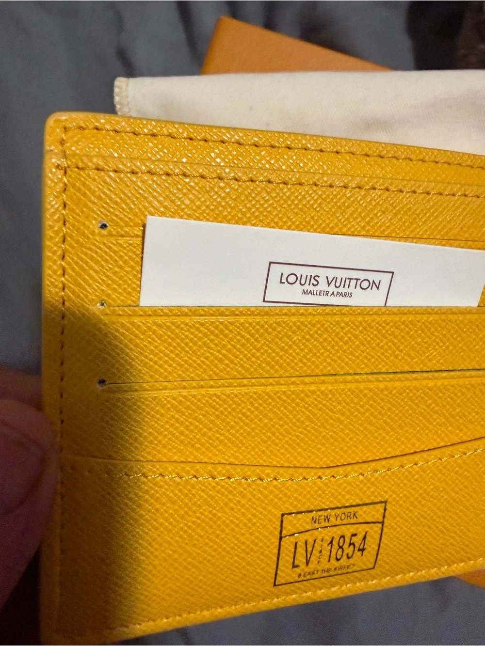 Louis Vuitton Yellow Textured Leather Bifold Wallet